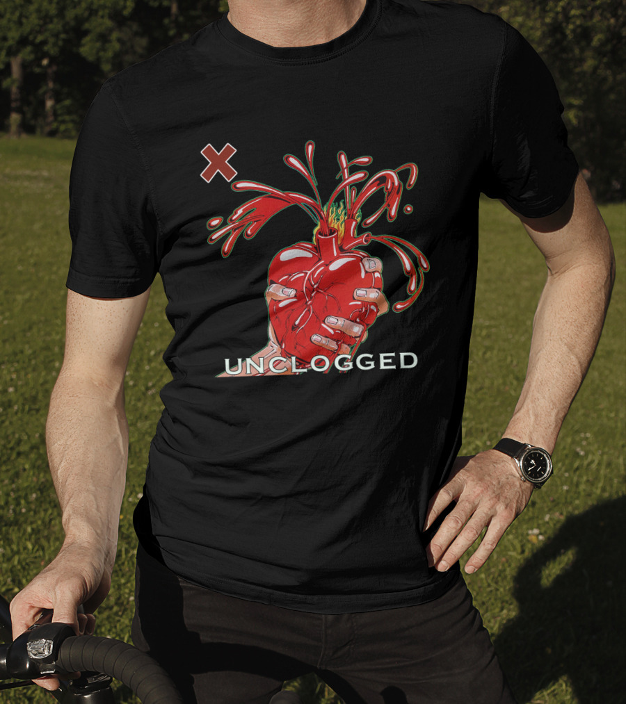X 07 Unclogged Heart In Hand With Splashing Visuals T-Shirt