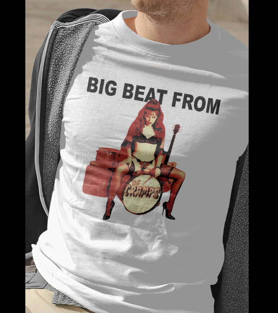 Big Beat From Badsville Cramps Tcr 18 Drummer Pinup T-Shirt