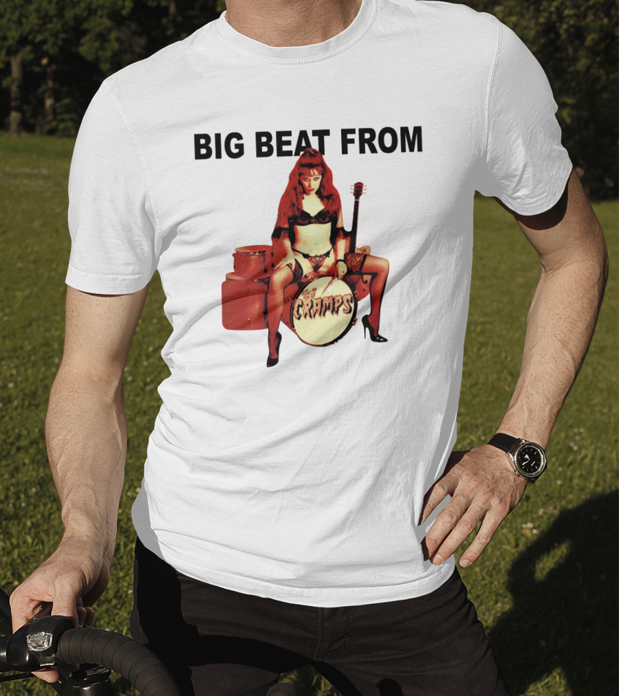 Big Beat From Badsville Cramps Tcr 18 Drummer Pinup T-Shirt