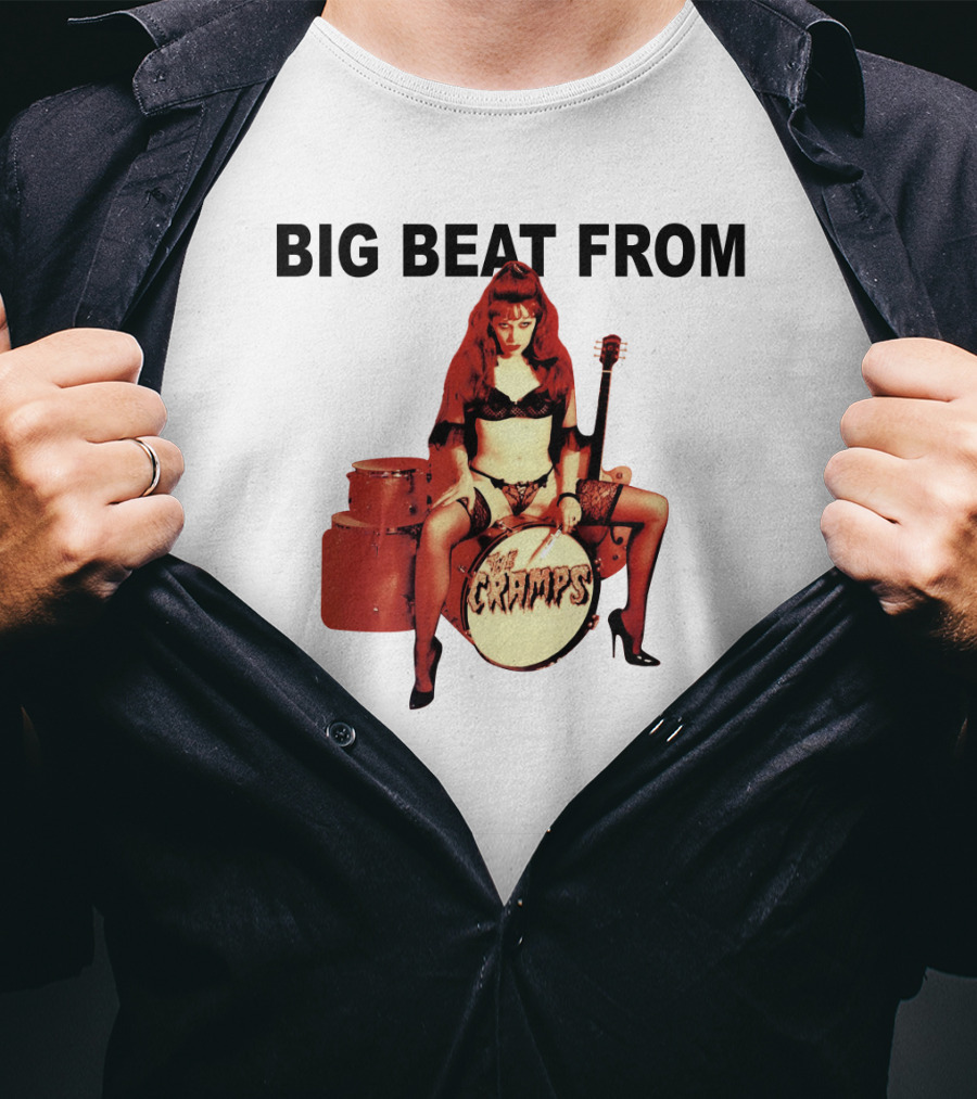 Big Beat From Badsville Cramps Tcr 18 Drummer Pinup T-Shirt