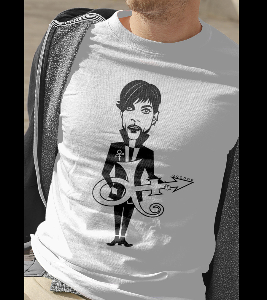 Pr 17 Prince Symbol With Guitar Caricature T-Shirt