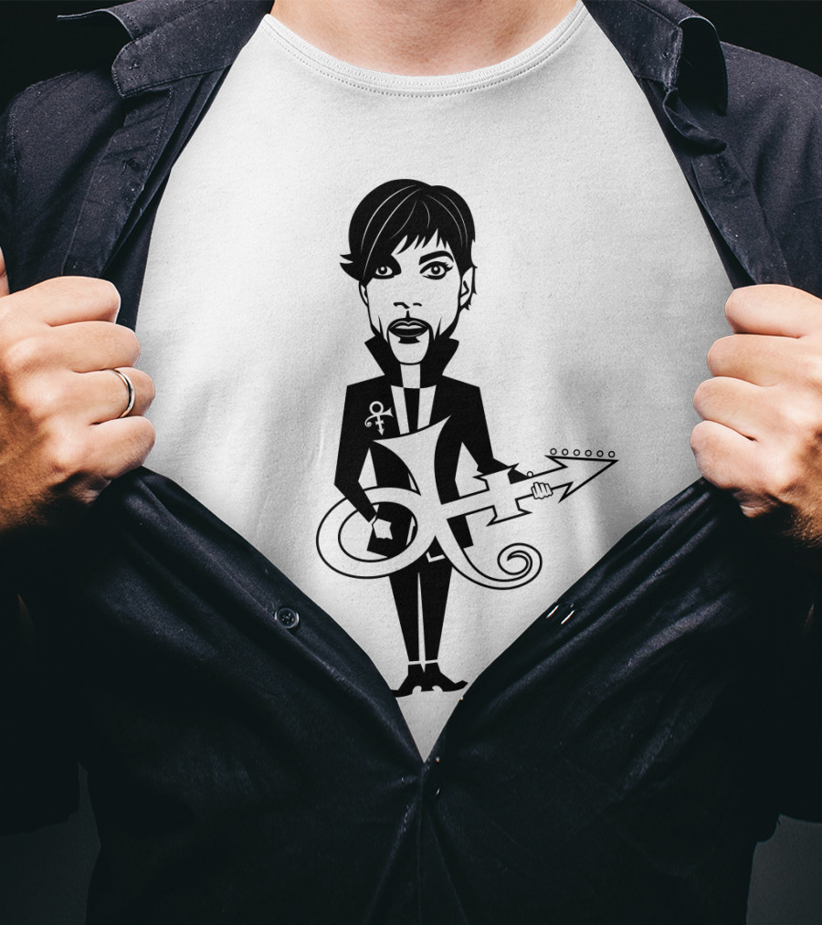 Pr 17 Prince Symbol With Guitar Caricature T-Shirt