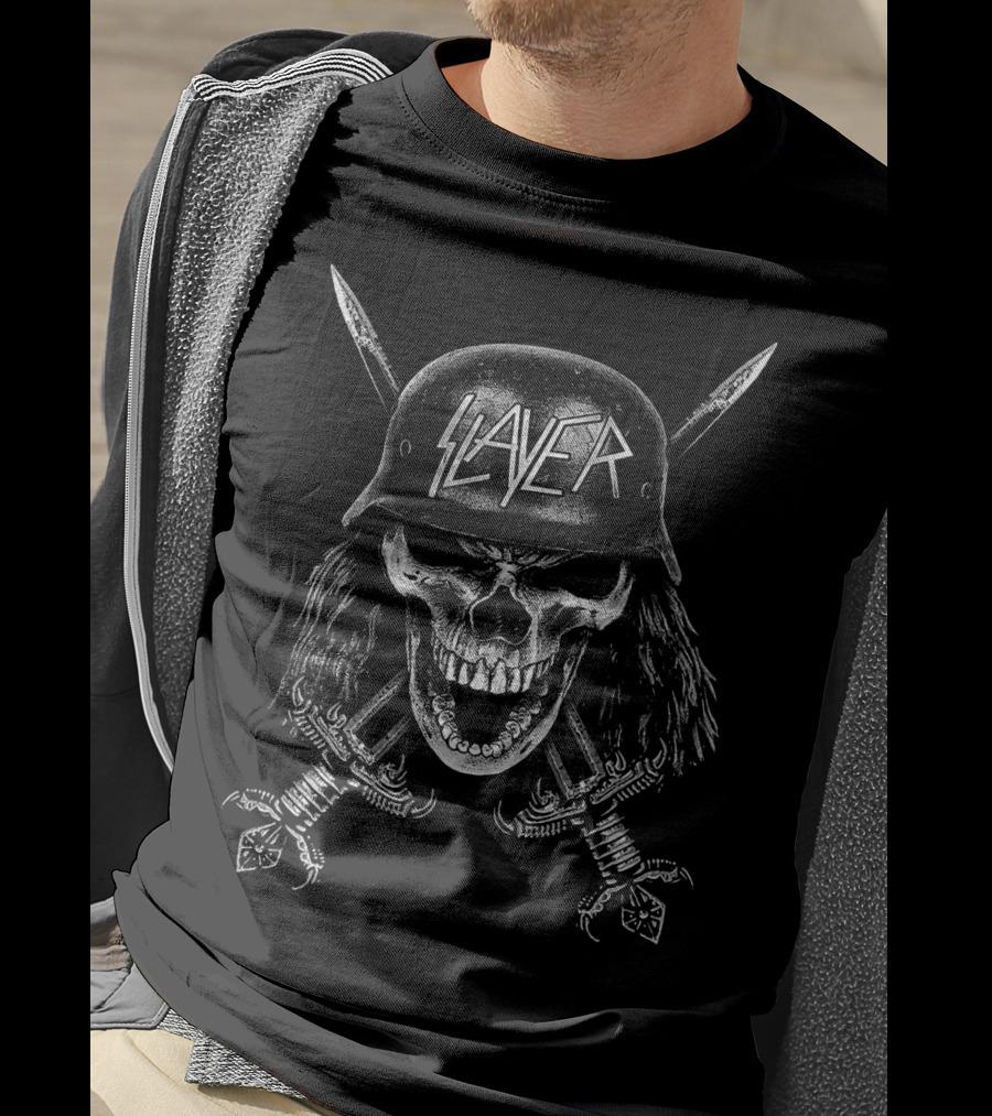 Slayer Skull Helmet With Swords T-Shirt