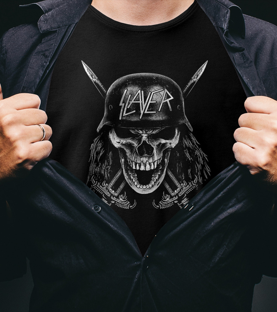 Slayer Skull Helmet With Swords T-Shirt