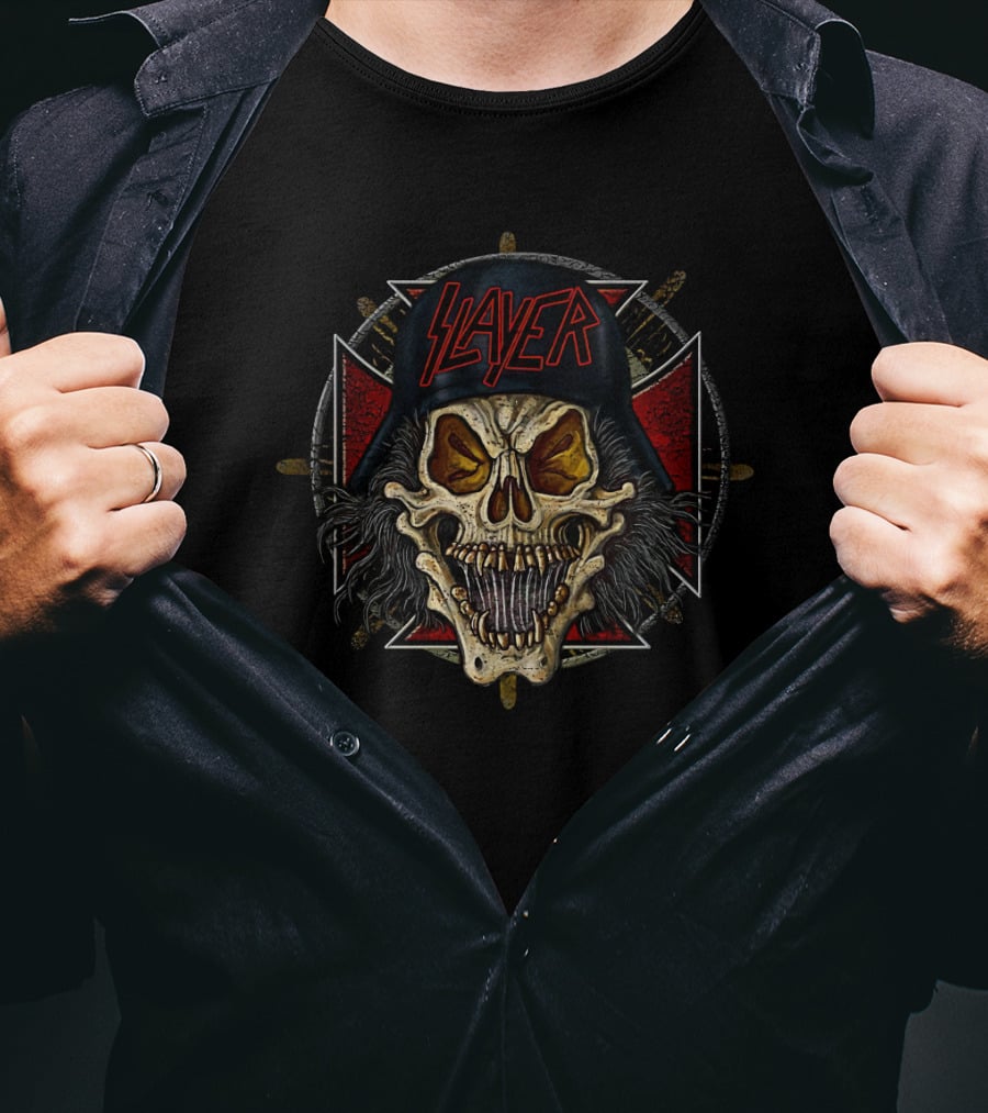 Slayer Skull With Red Pentagram Elements T-Shirt