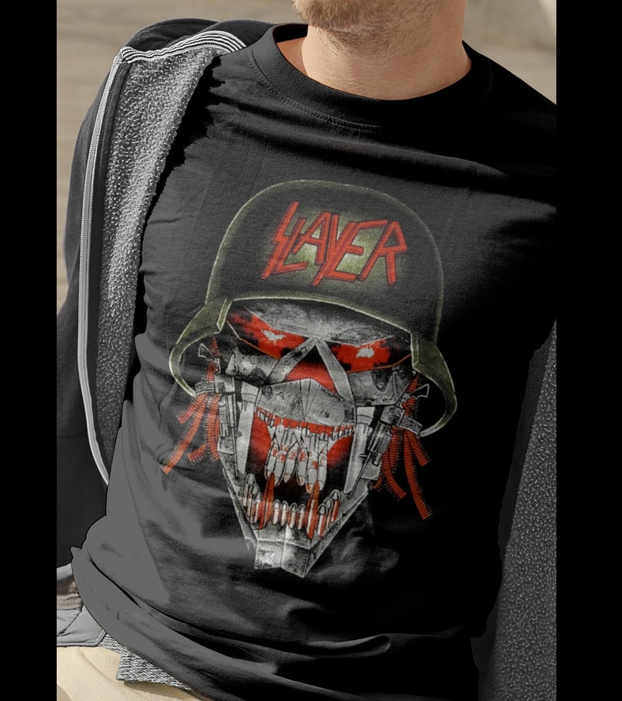 Slayer Skull Soldier Helmet Red Eyes T-Shirt