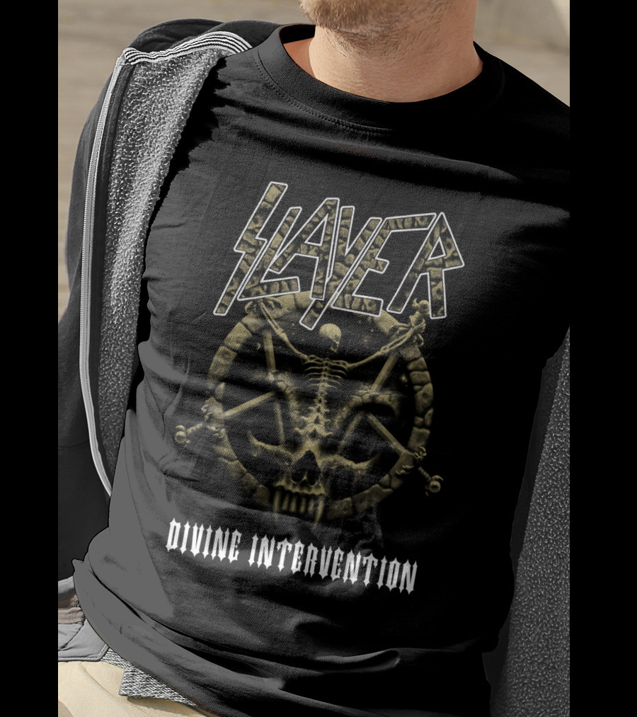 Slayer Divine Intervention Skeleton Pentagram T-Shirt