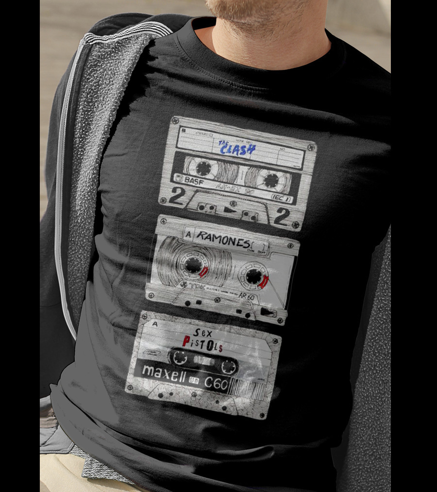 The Clash Ramones Sex Pistols Cassette Tapes Retro Music Icons T-Shirt