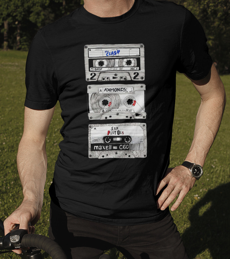 The Clash Ramones Sex Pistols Cassette Tapes Retro Music Icons T-Shirt