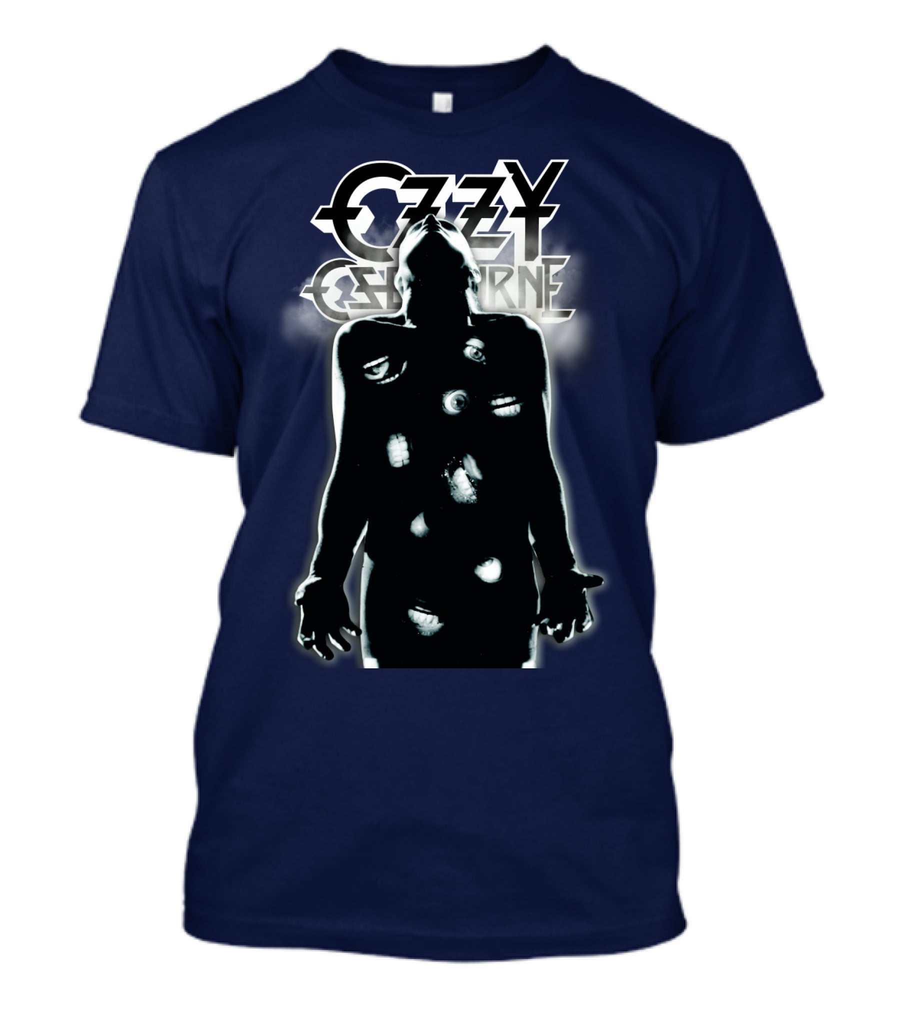 Ozzy Osbourne Black Silhouette With Logos And Light Effects T-Shirt