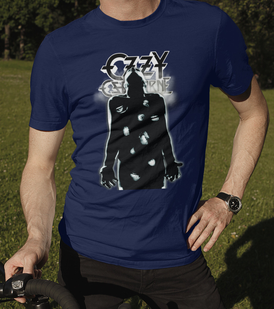 Ozzy Osbourne Black Silhouette With Logos And Light Effects T-Shirt