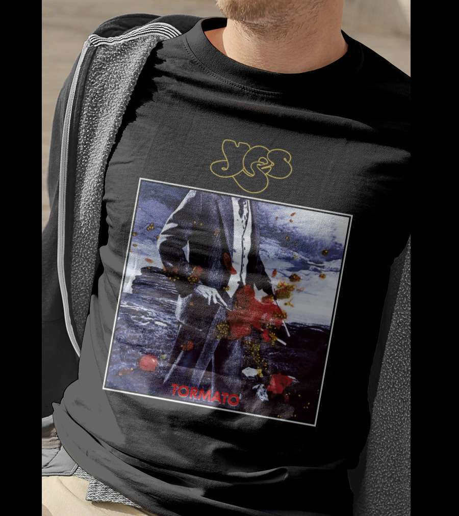 Yes Tormato Album Cover Art With Suit And Tornado T-Shirt