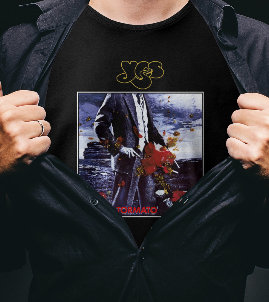Yes Tormato Album Cover Art With Suit And Tornado T-Shirt
