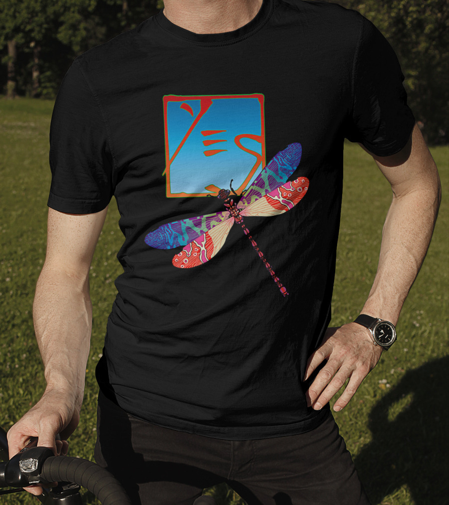 Yes Logo With Colorful Dragonfly Artwork T-Shirt