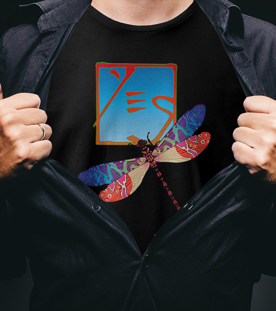 Yes Logo With Colorful Dragonfly Artwork T-Shirt