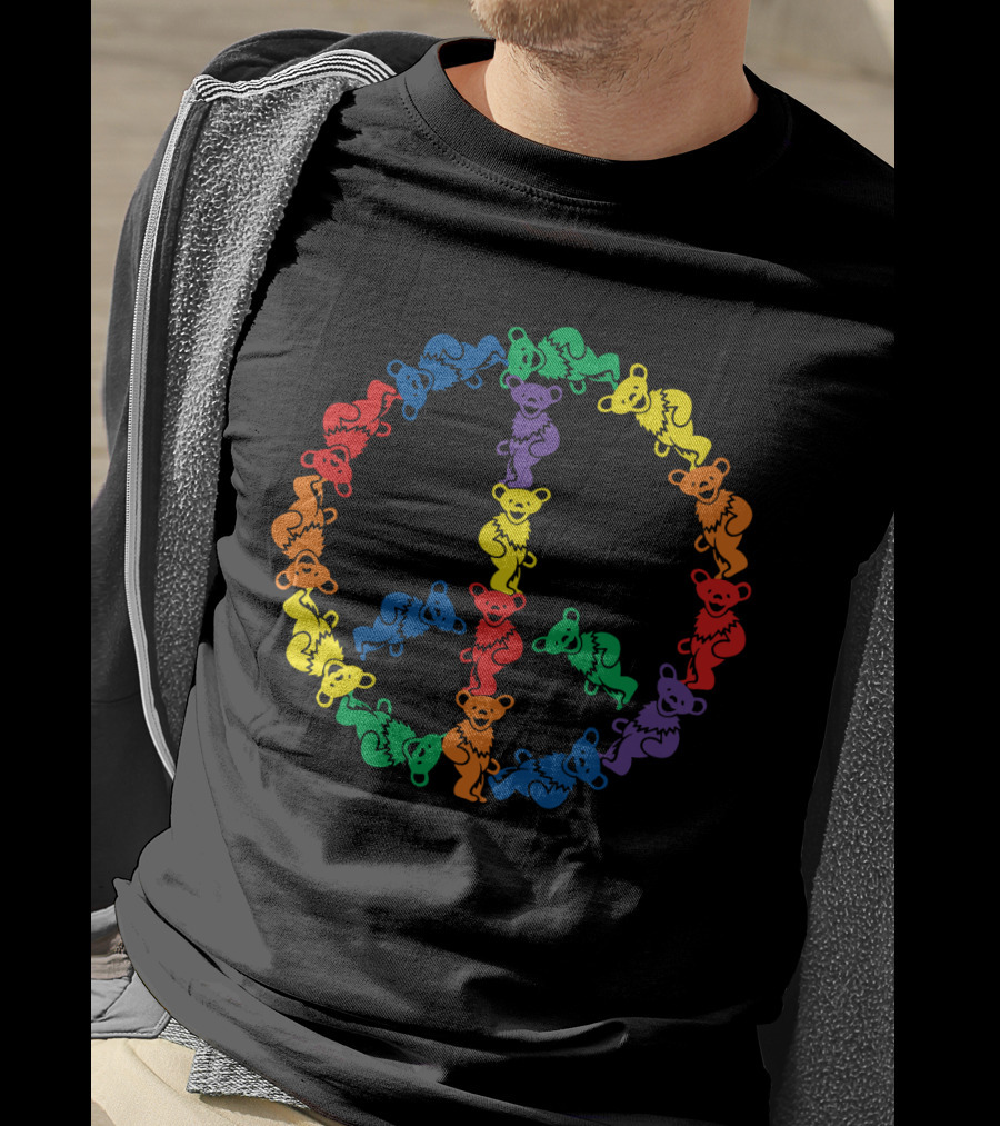 Grateful Dead Rainbow Dancing Bears Peace Sign T-Shirt