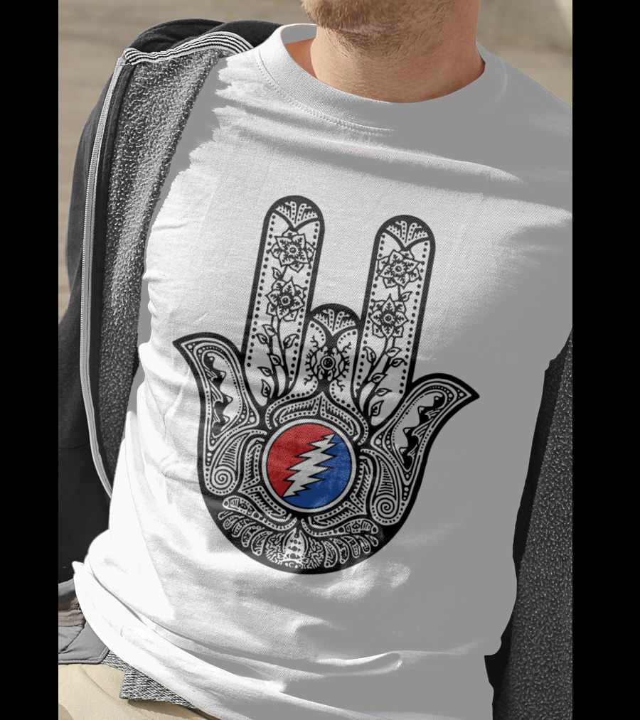 Grateful Dead Steal Your Face Hamsa Hand Art T-Shirt