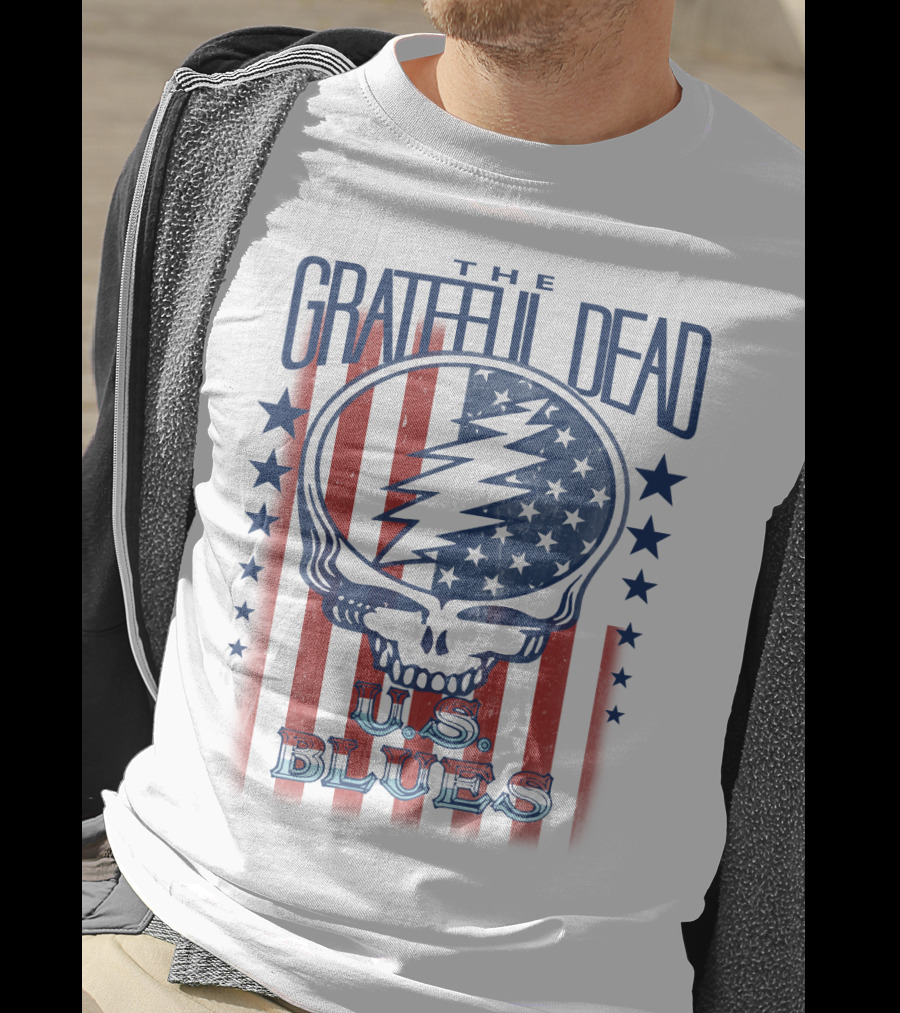 The Grateful Dead U.s. Blues Skull Lightning Bolt Stars And Stripes T-Shirt