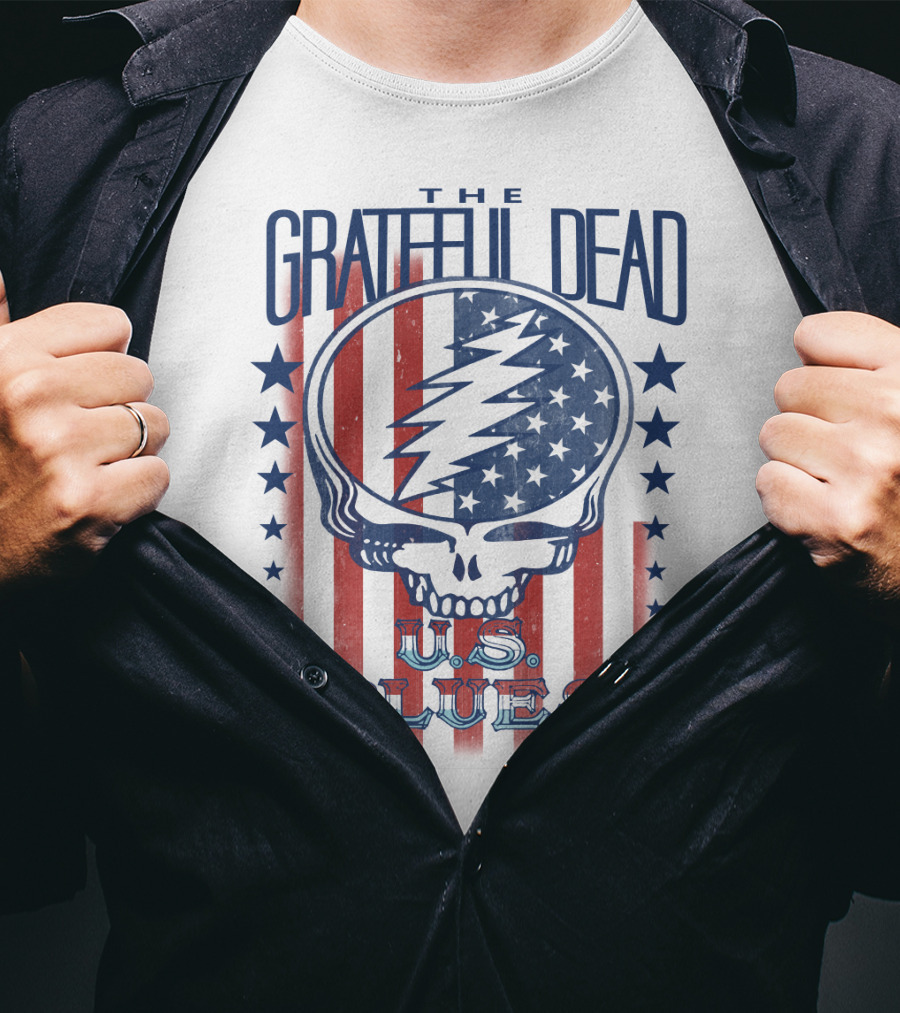 The Grateful Dead U.s. Blues Skull Lightning Bolt Stars And Stripes T-Shirt