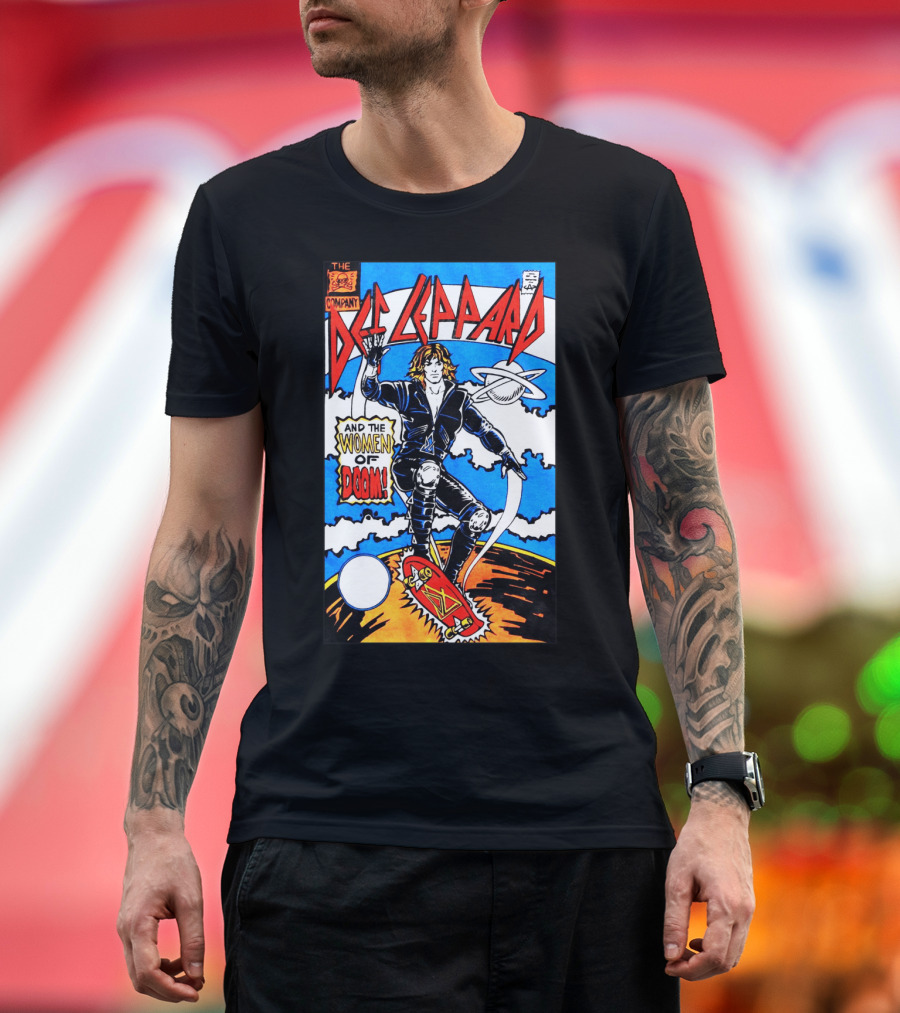 Def Leppard And The Women Of Doom Comic Style Artwork T-Shirt