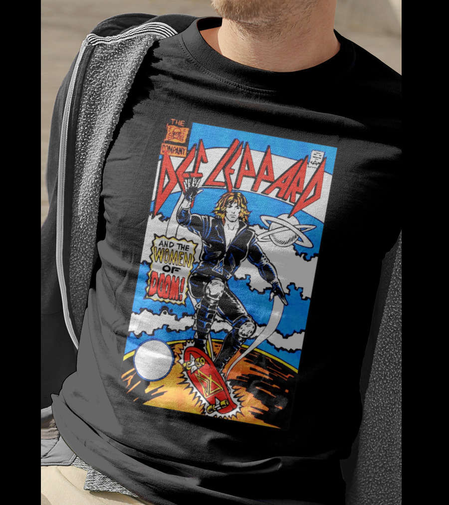Def Leppard And The Women Of Doom Comic Style Artwork T-Shirt