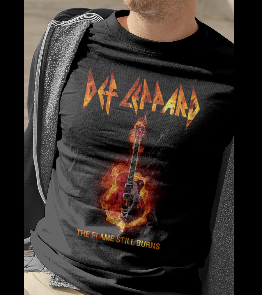 Def Leppard The Flame Still Burns Guitar Fire T-Shirt