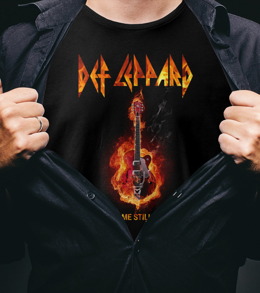 Def Leppard The Flame Still Burns Guitar Fire T-Shirt