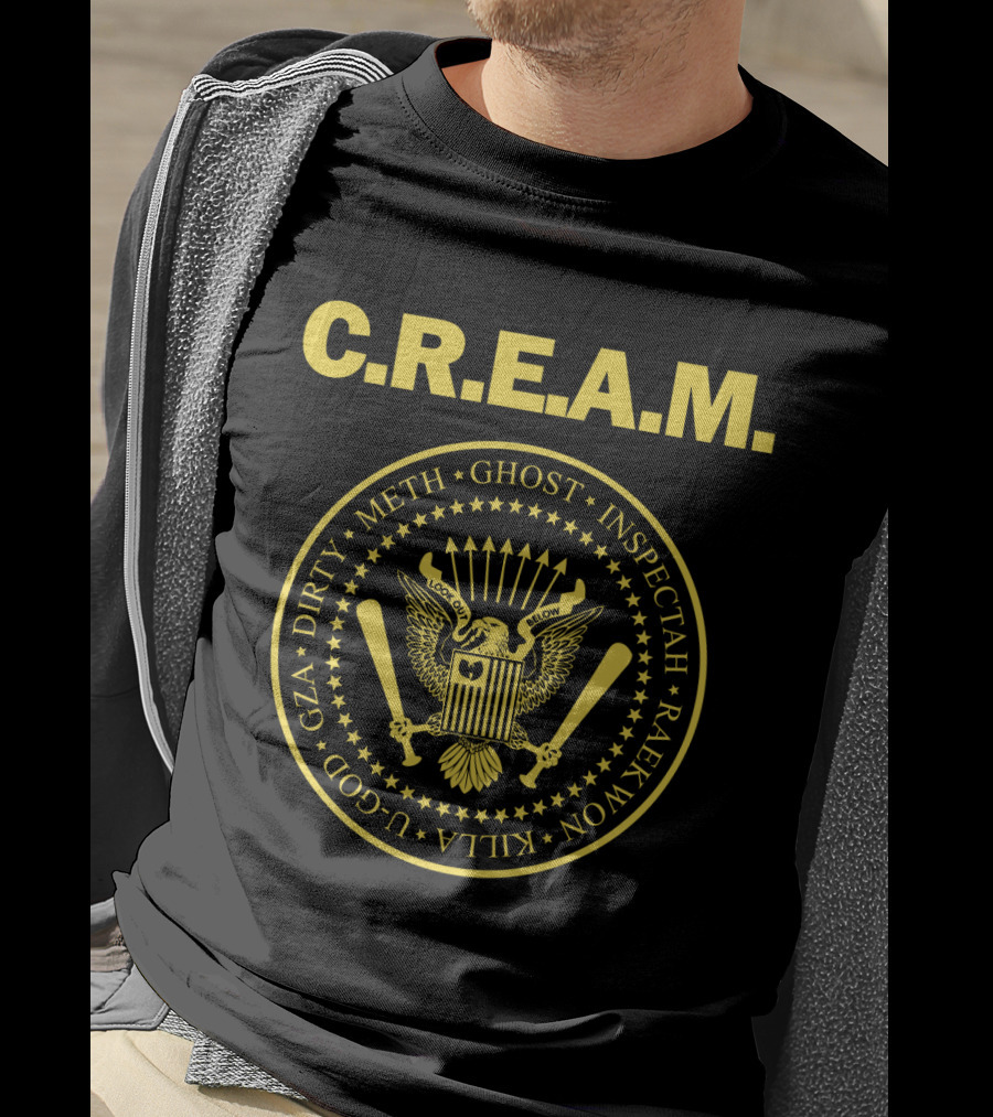 C.r.e.a.m. Wu-Tang Clan Emblem Featuring Ghost Inspectah Raekwon Killa U-God Gza Dirty Meth T-Shirt