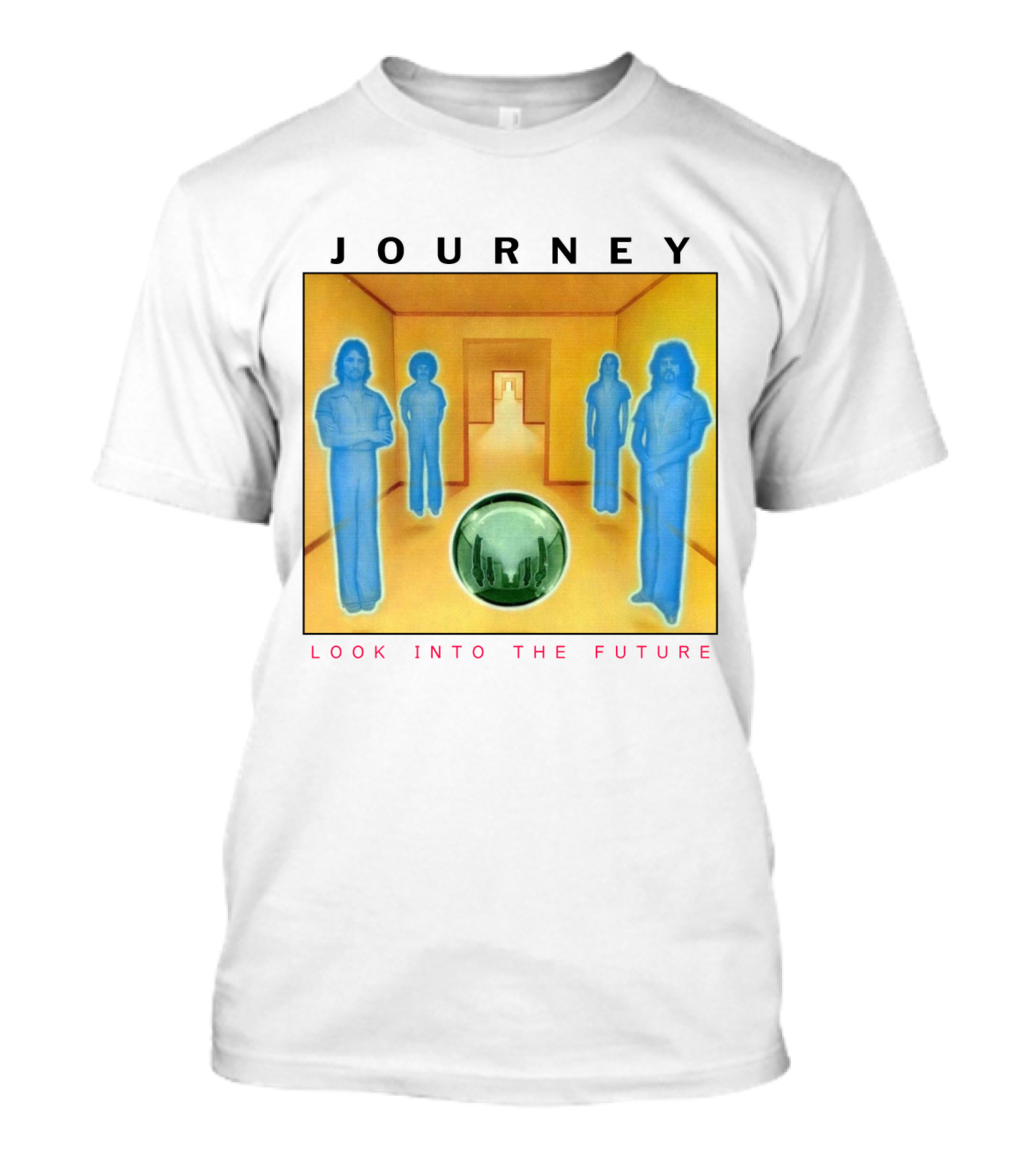 JOURNEY Look Into The Future Album Art With Blue Figures And Globe T-Shirt