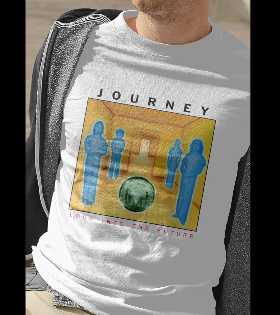 JOURNEY Look Into The Future Album Art With Blue Figures And Globe T-Shirt
