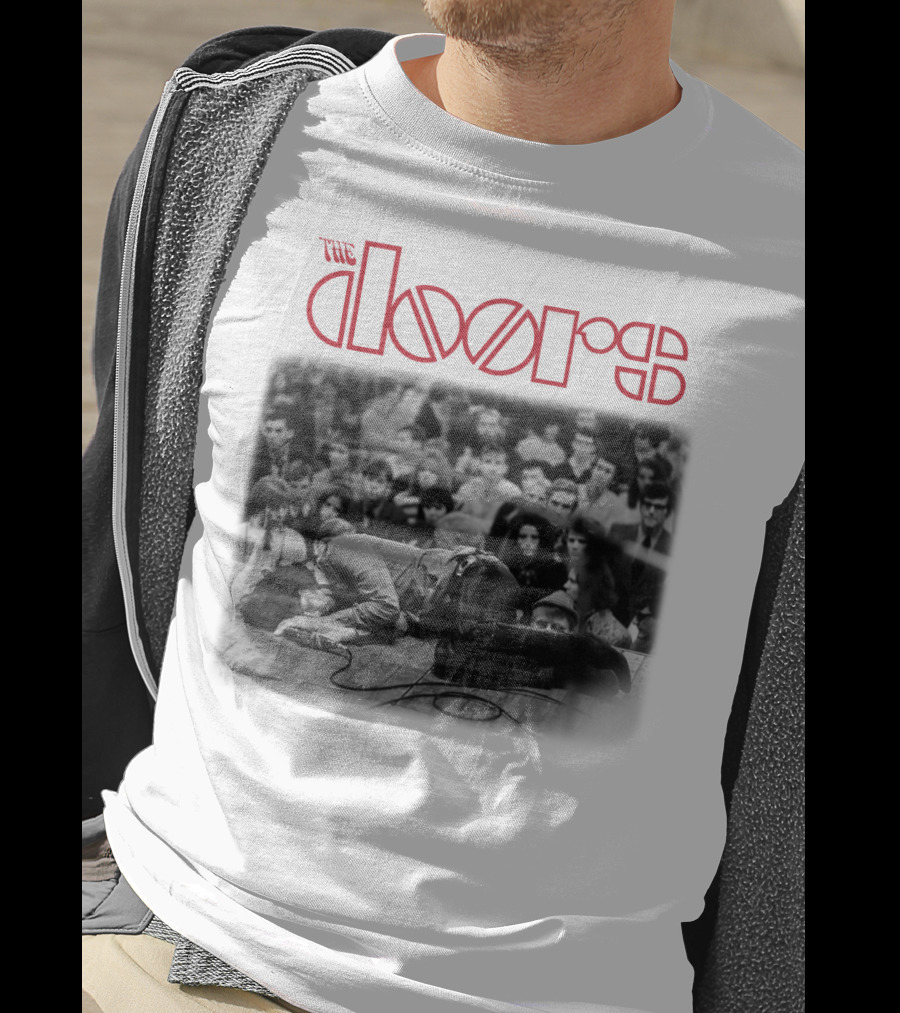 The Doors Vintage Concert Photography Black And White Crowd Scene T-Shirt