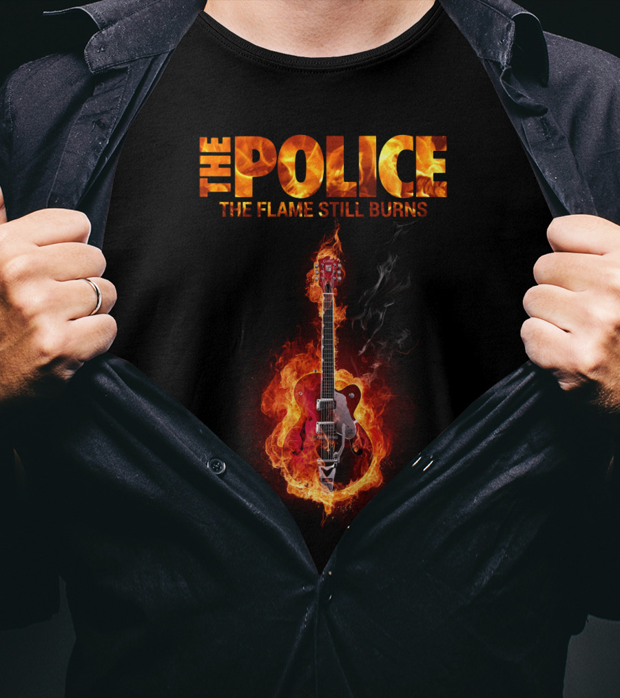 The Police The Flame Still Burns Guitar Fire T-Shirt