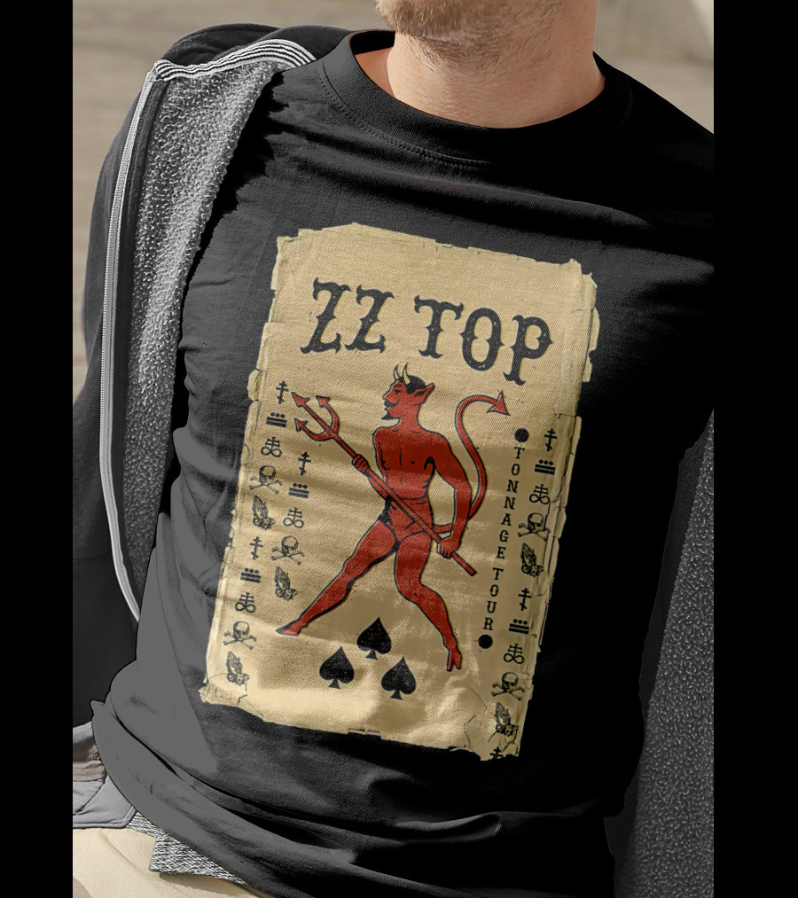 Zz Top Tonnage Tour Devil Playing Cards T-Shirt