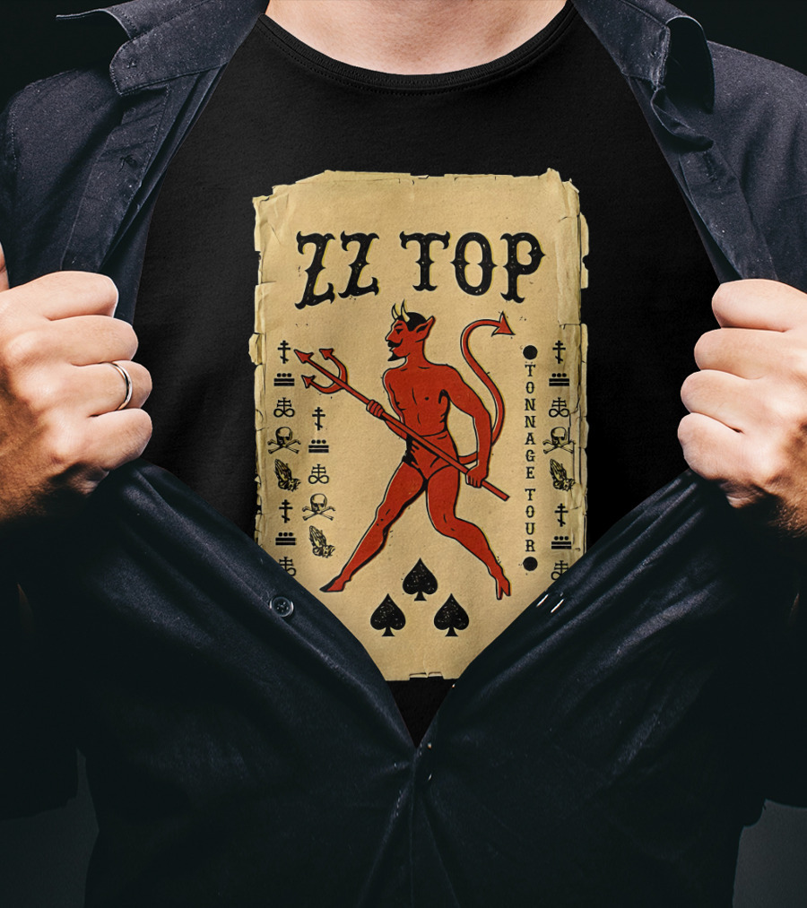 Zz Top Tonnage Tour Devil Playing Cards T-Shirt