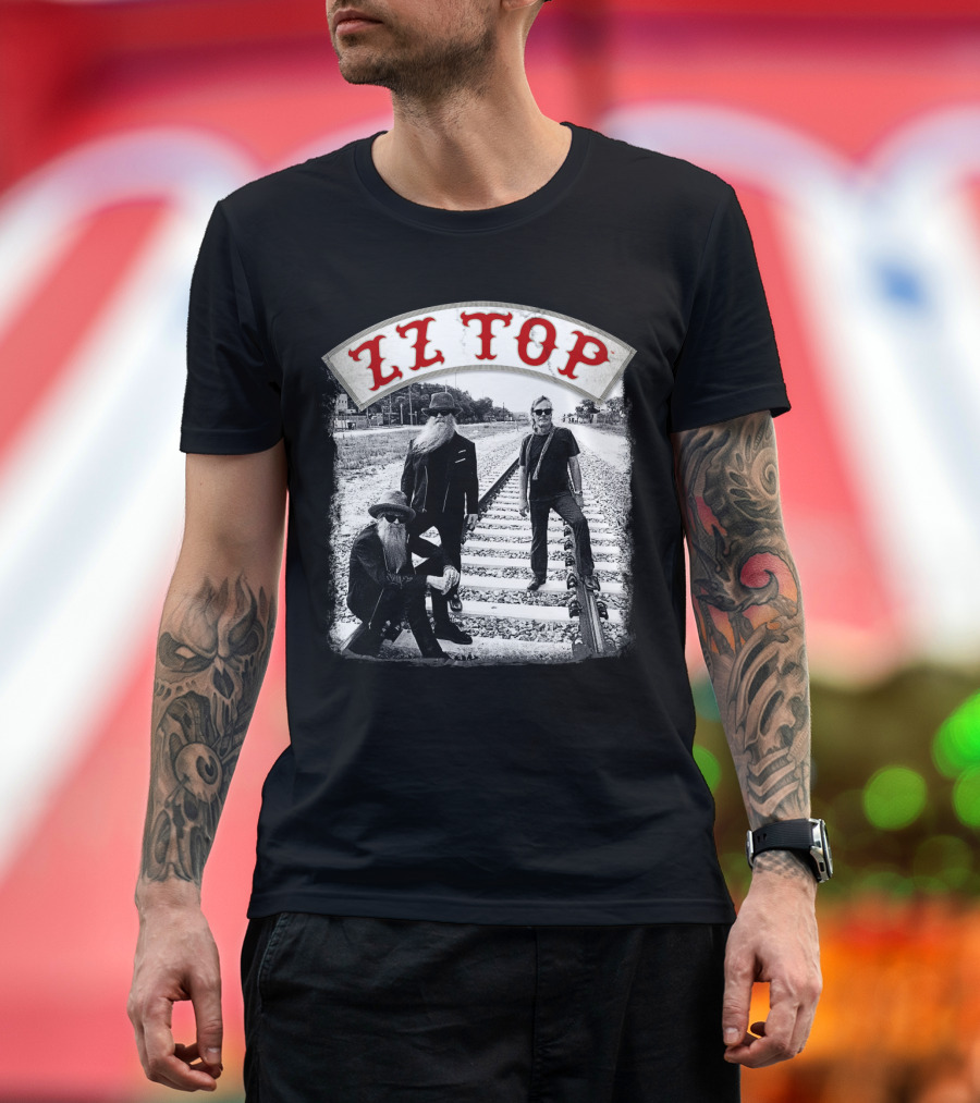 Zz Top Band On Railroad Tracks T-Shirt