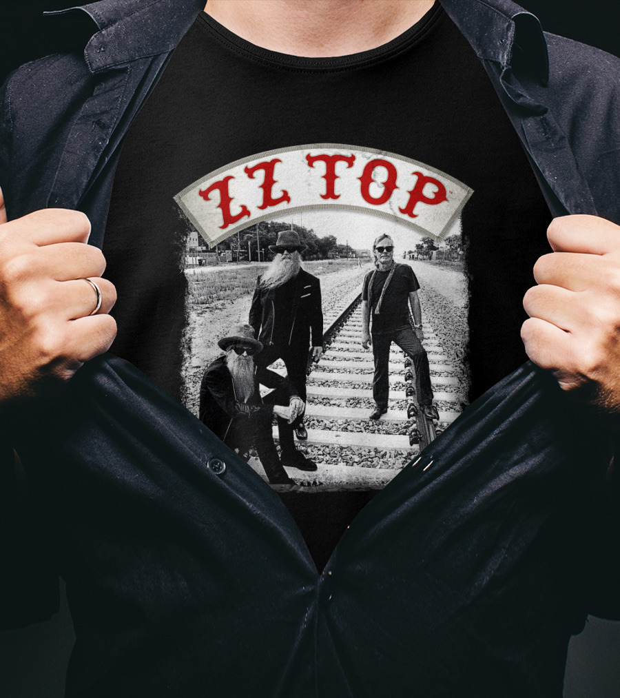 Zz Top Band On Railroad Tracks T-Shirt