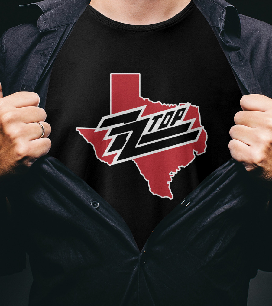 Zz Top Texas Red State Map T-Shirt