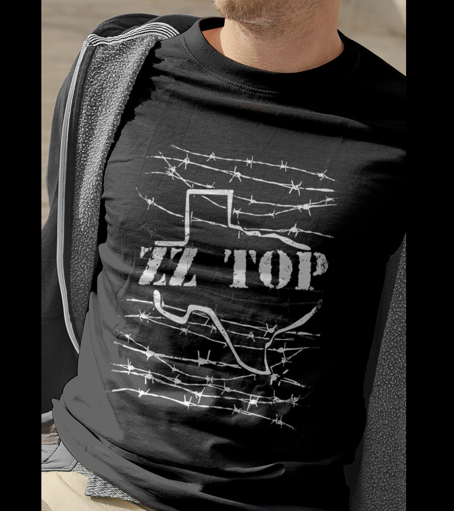 Zz Top Texas Barbed Wire State Silhouette T-Shirt