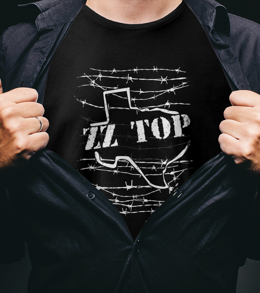 Zz Top Texas Barbed Wire State Silhouette T-Shirt