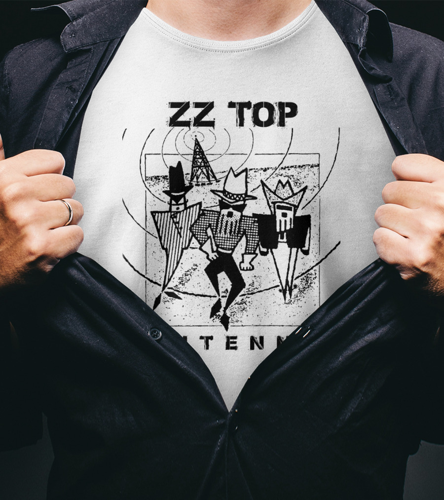 Zz Top Antenna 1994 Album Cover Art Featuring Band Members In Geometric Cowboy Outfits T-Shirt