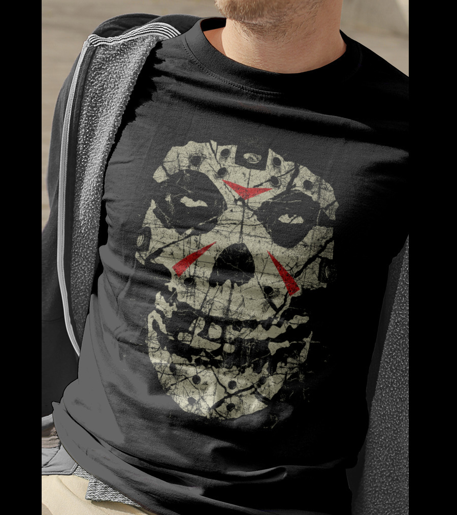 Misfits Face Splattered Grunge Skull With Red Accents T-Shirt