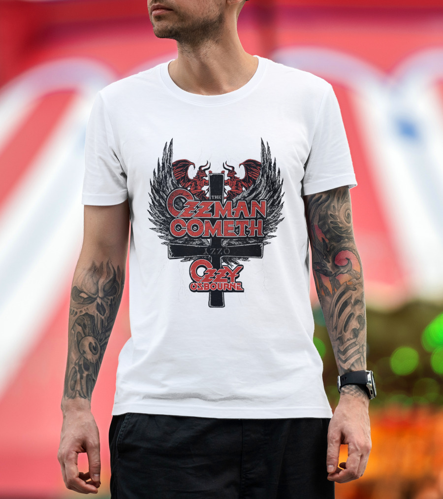 The Ozzman Cometh Ozzy Osbourne Oz 18 Winged Cross T-Shirt