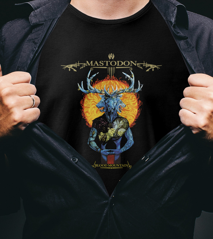 Mastodon Blood Mountain Stag Creature Art T-Shirt
