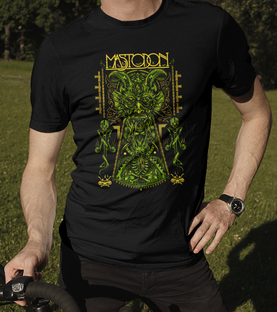 Mastodon Green Demonic Creature With Horns And Mystical T-Shirt