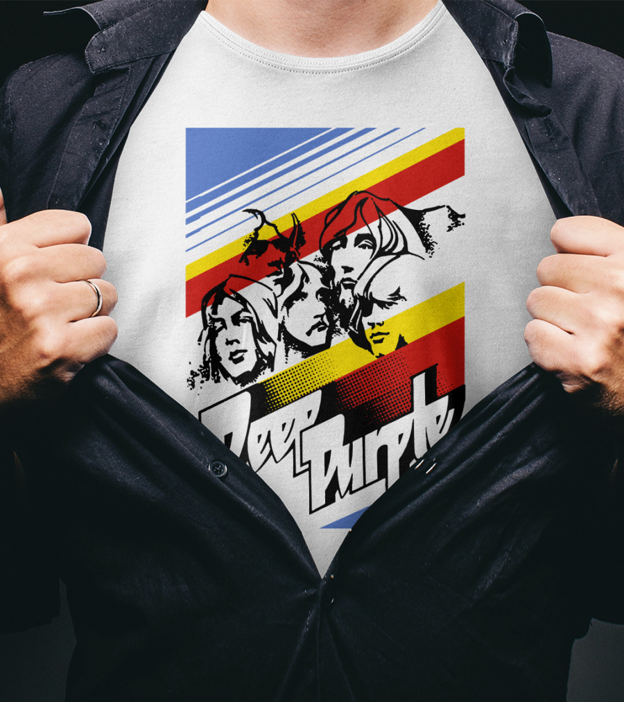 Deep Purple Band Retro Stripes T-Shirt