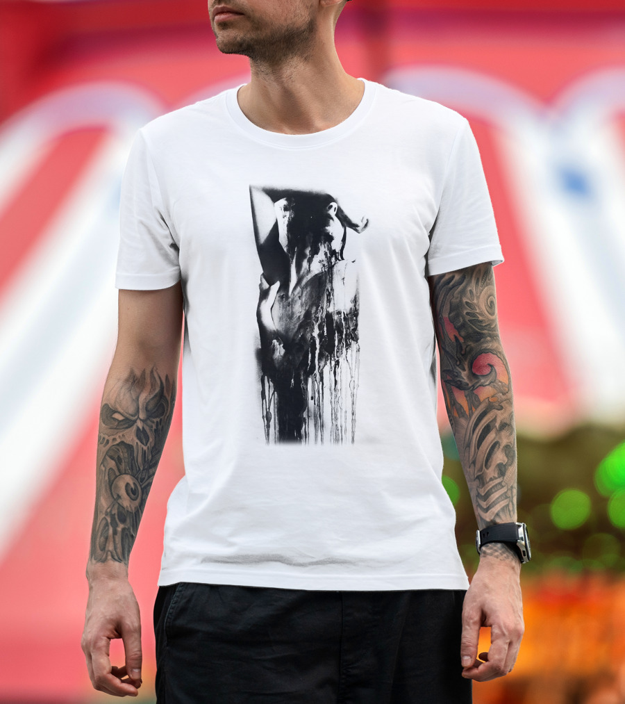 Inked Abstract Monochrome Figure T-Shirt