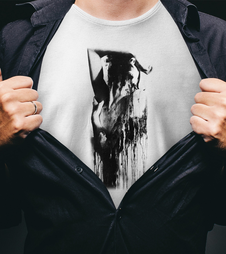 Inked Abstract Monochrome Figure T-Shirt