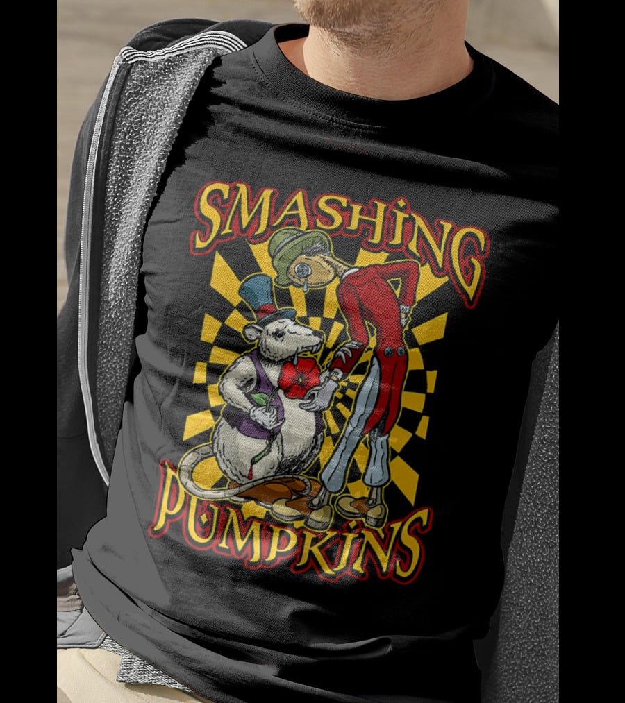 Smashing Pumpkins Alice In Wonderland Style Mad Hatter And White Rabbit T-Shirt