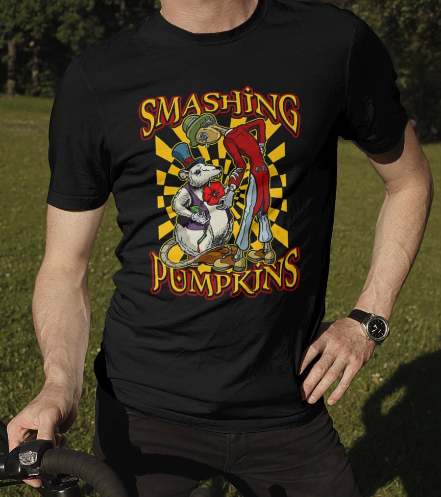 Smashing Pumpkins Alice In Wonderland Style Mad Hatter And White Rabbit T-Shirt
