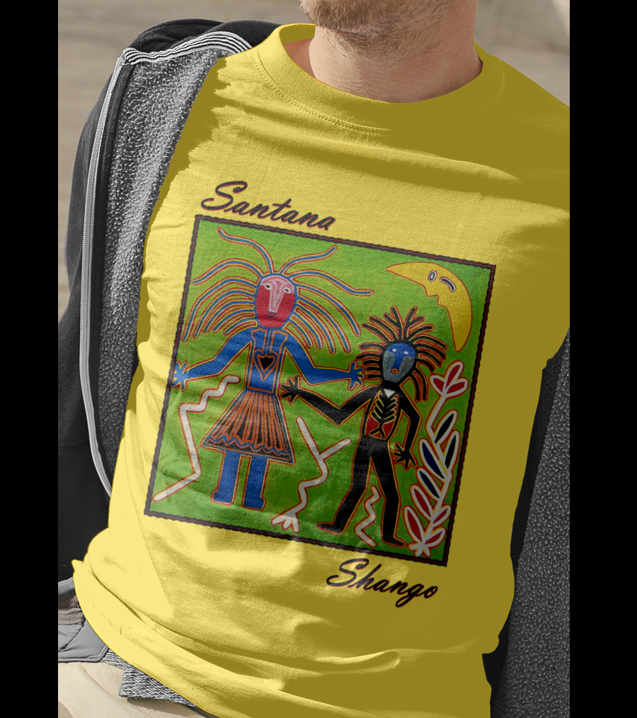 Santana Shango Colorful Tribal Art With Moon And Figures T-Shirt